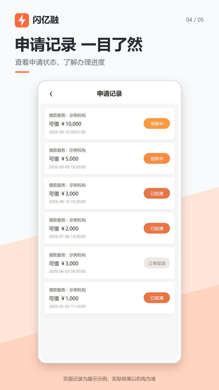 申请记录，一目了然